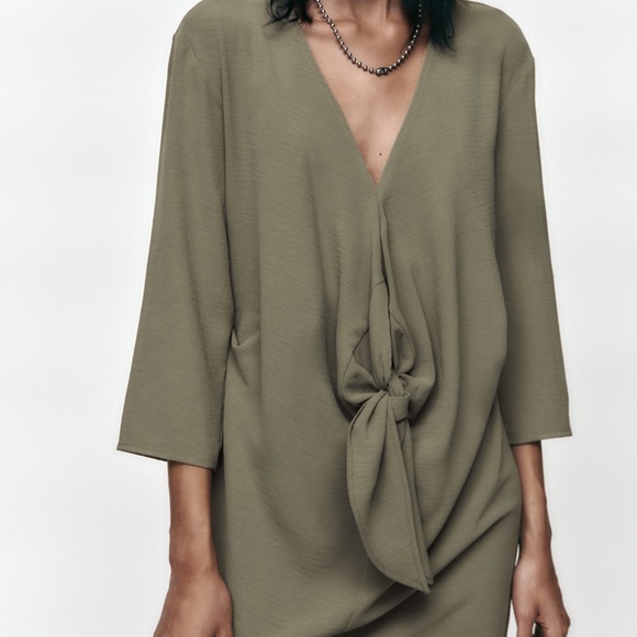 NEW ZARA KNOTTED FLUID DRESS Size Medium - Picture 1 of 7